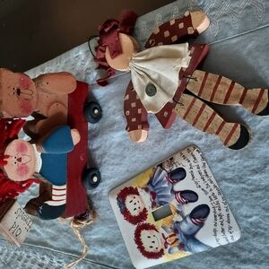 Handcrafted Wooden Doll Set - Red and Brown